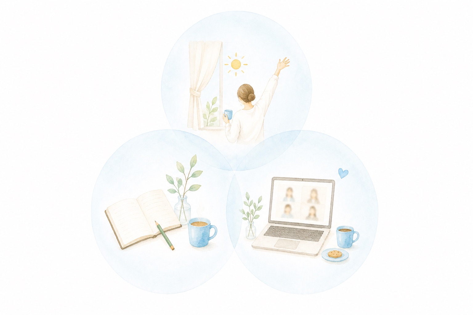 ゆる朝活・Koti+カフェ・イベントのイメージイラスト